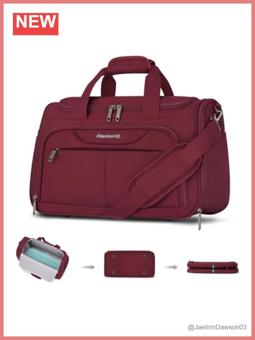 Hanke Foldable Underseat Carry-On Travel Bag with 10 Pockets, Trolley Sleeve